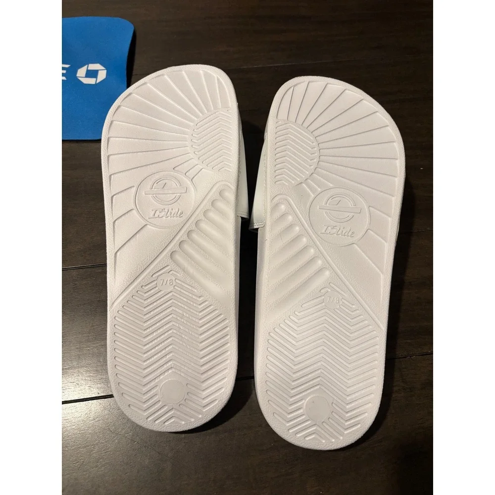 ISlide UFC Mens White Black Logo Athletic Slide Sandals Style 375433-10 Size 7/8